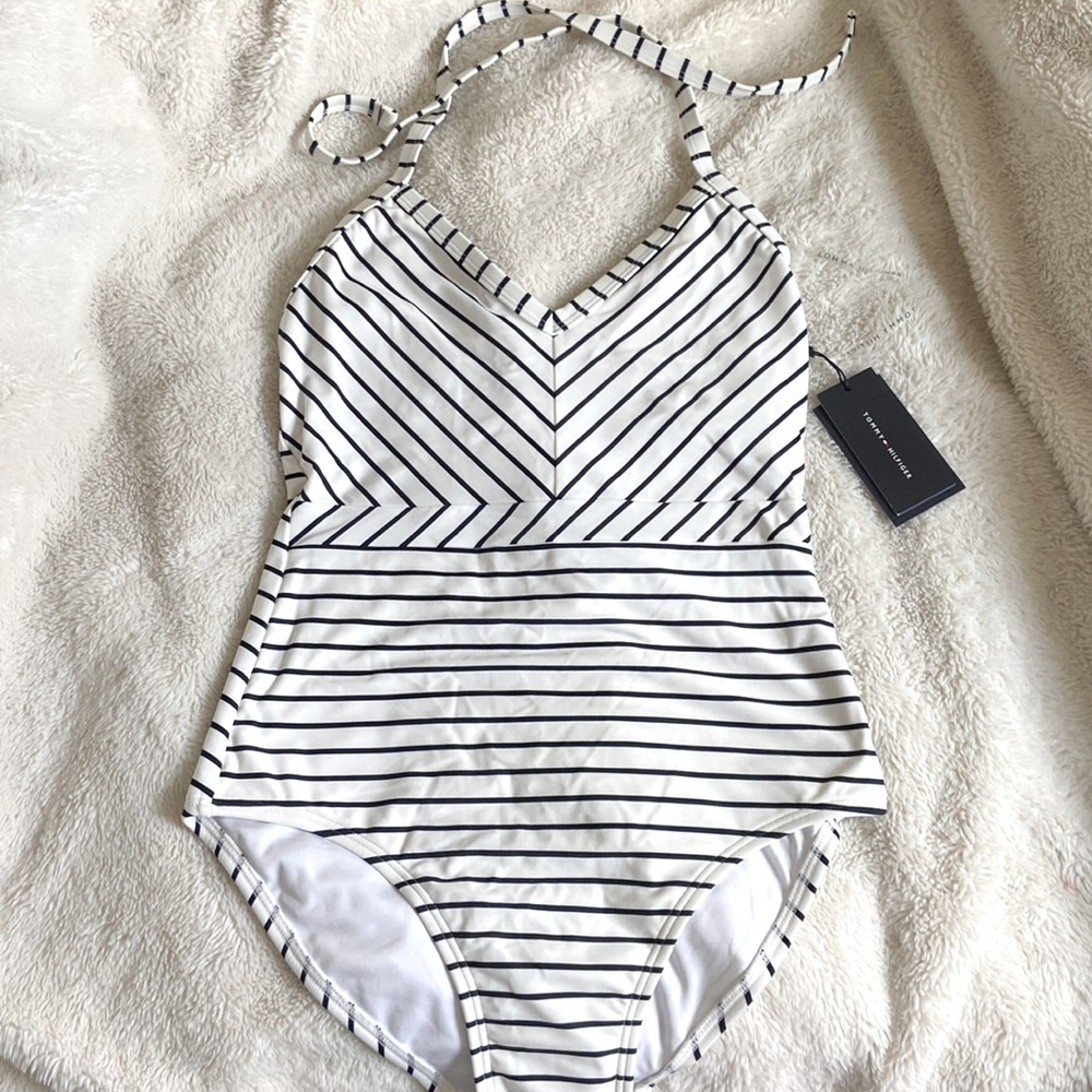 NWT Tommy Hilfiger Woman’s Striped Swimsuit 8